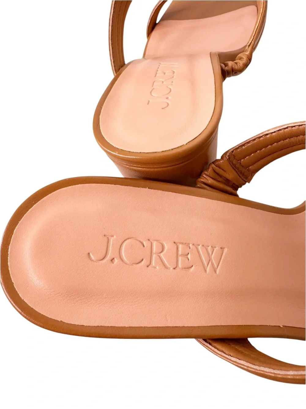 J. CREW NEW in BOX Leather Two Strap Heeled Sandal Size 8.5 in Sand Castle